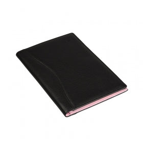 Padfolio piele naturala, negru / roz, Patin