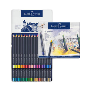 Set 48 creioane colorate Goldfaber, cutie metal, Faber-Castell