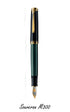 Stilou Souveran M300, penita aur 14 ct, negru-verde, Pelikan